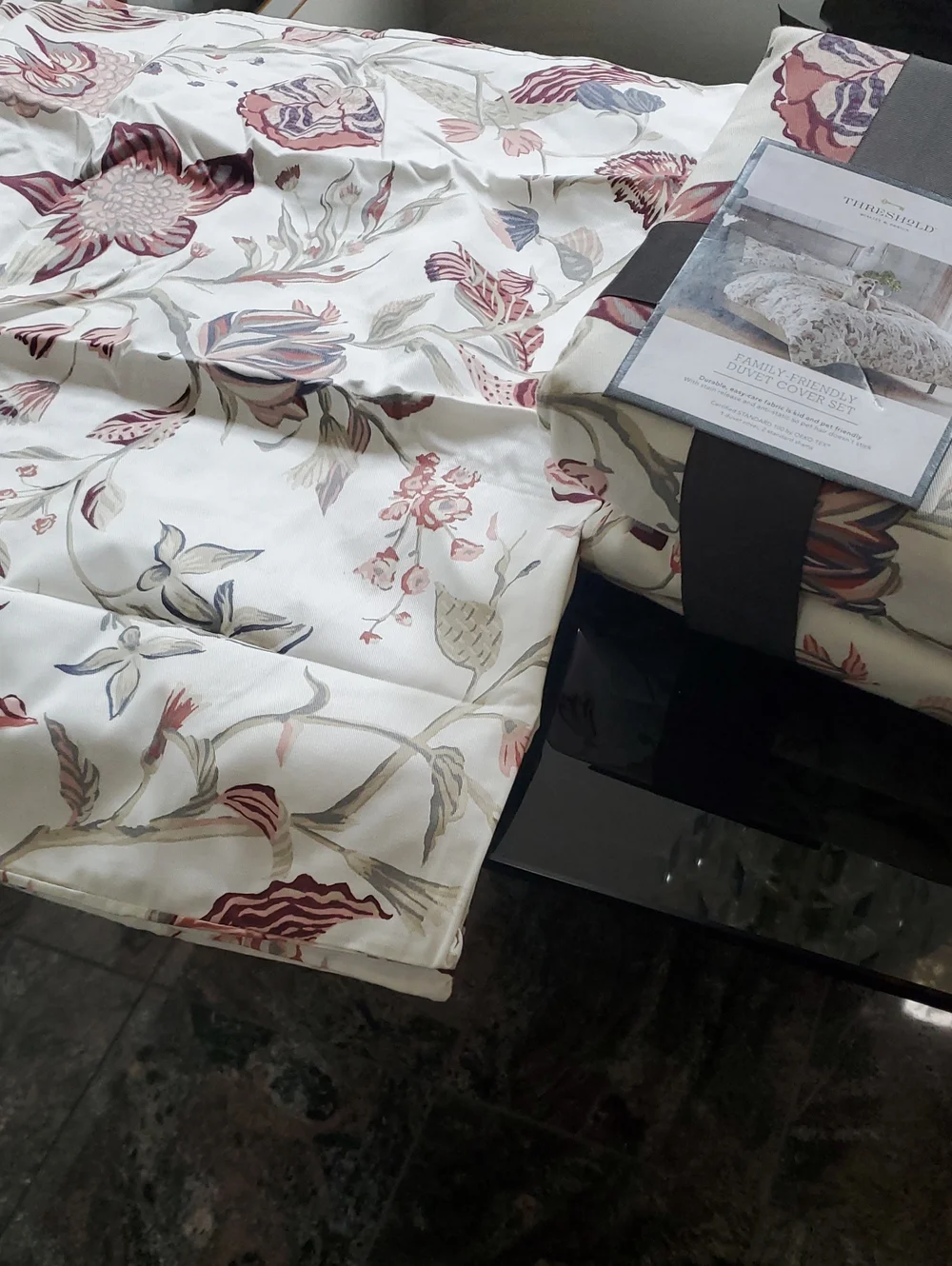 New Threshold Floral Duvet Cream/Rose/Mauve Full/Queen w/Shams